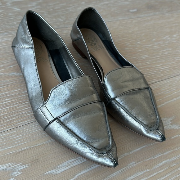 Vince Camuto Maira Pointed Toe Loafers in Gunmetal Gray/Silver - Picture 2 of 8